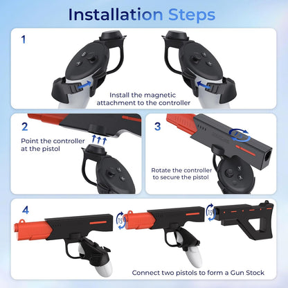 LICHIFIT snap-fit VR Machine blaster/Pistol Model Controller Holder for Meta Quest 3 Handle Quick Release blasterstock Bracket Stand for Oculus Quest 3 Shooting Game Accessories