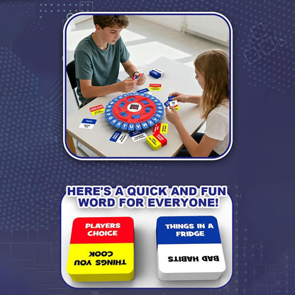 Fast-Paced Family Word Game with 15-Second Timer | 36 Category Cards, Portable 9‑Inch Board | Educational Word Challenge for early-stage & Adults | Fun Learning Toy for Home, Travel & Parties (Blue)
