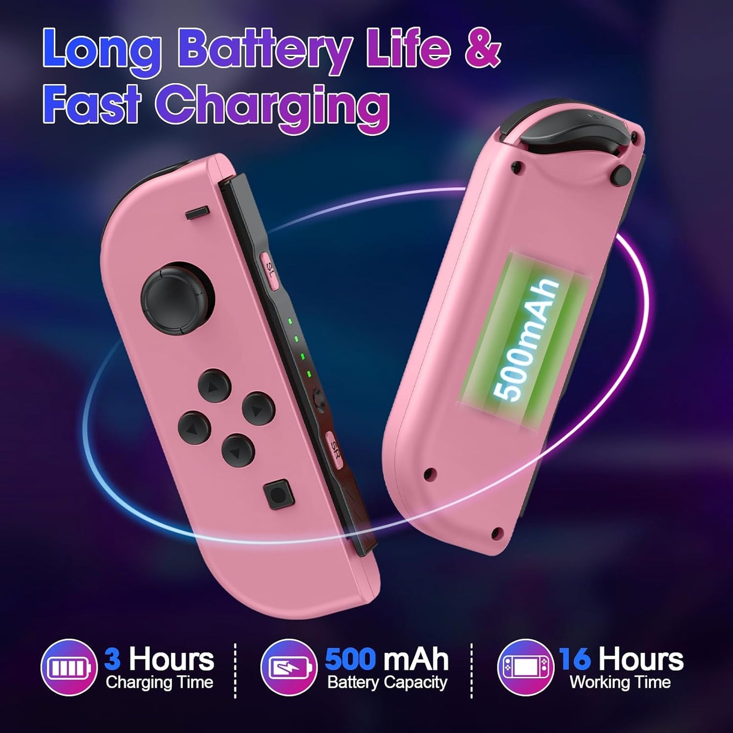 Wireless Controller Compatible with Nintendo Switch, Left & Right Game Controllers with Dual Vibration, Motion Control & Wake-Up Function