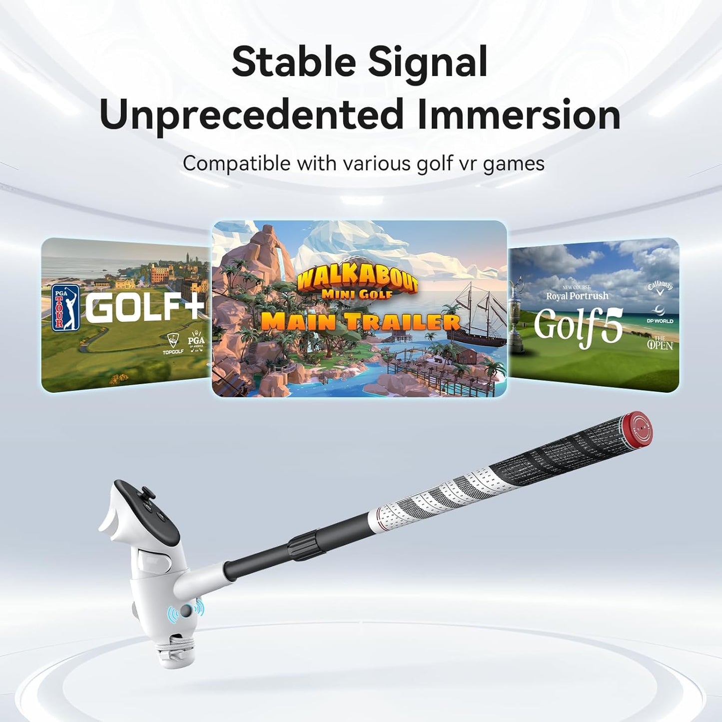 AMVR Adjustable Golf Club Attachment Compatible with Meta Quest 3S / Quest 3, Easy Ajustable Length