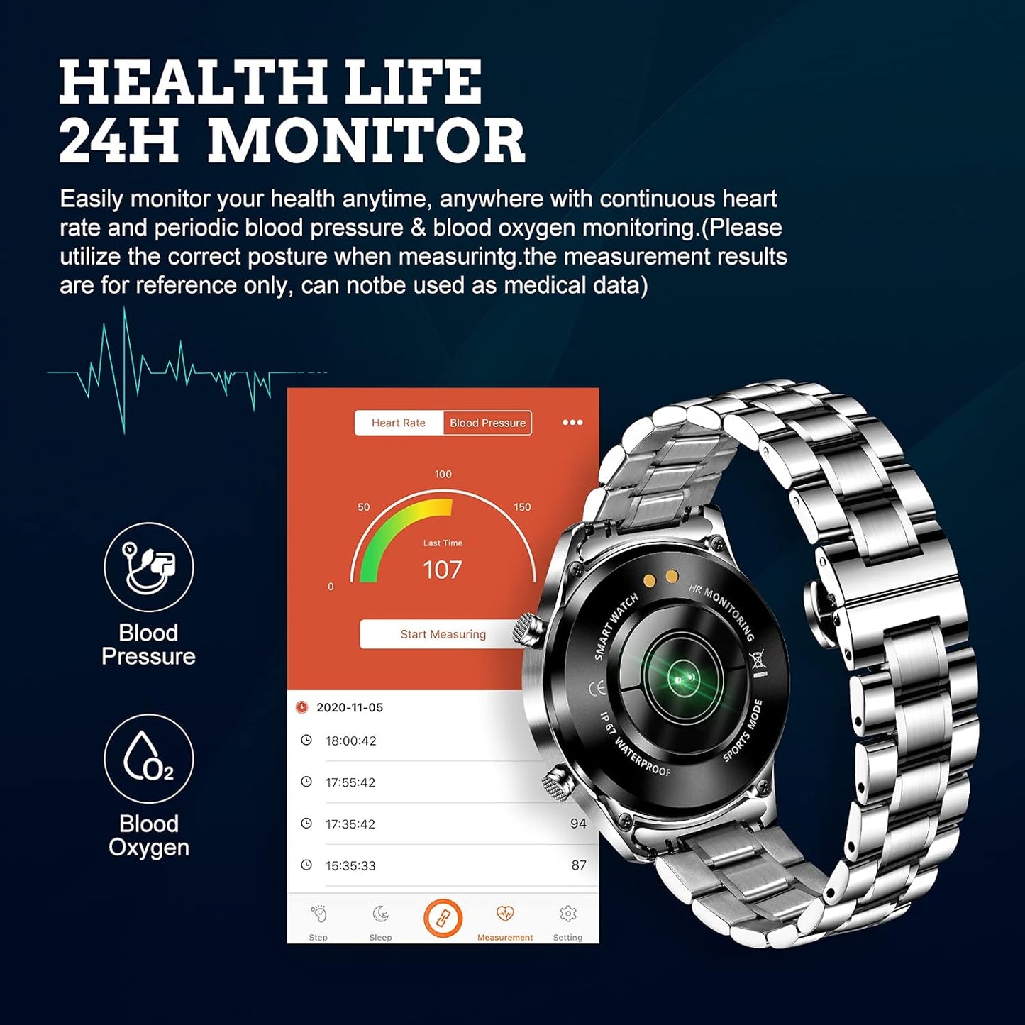 FILIEKEU Men Smart Watch for Android iOS, Bluetooth Calls Voice Chat with Heart Rate/Sleep Monitor Fitness Tracker, 1.3" Full Touch Screen IP67 Waterproof Stainless Steel Activity Tracker for Men,