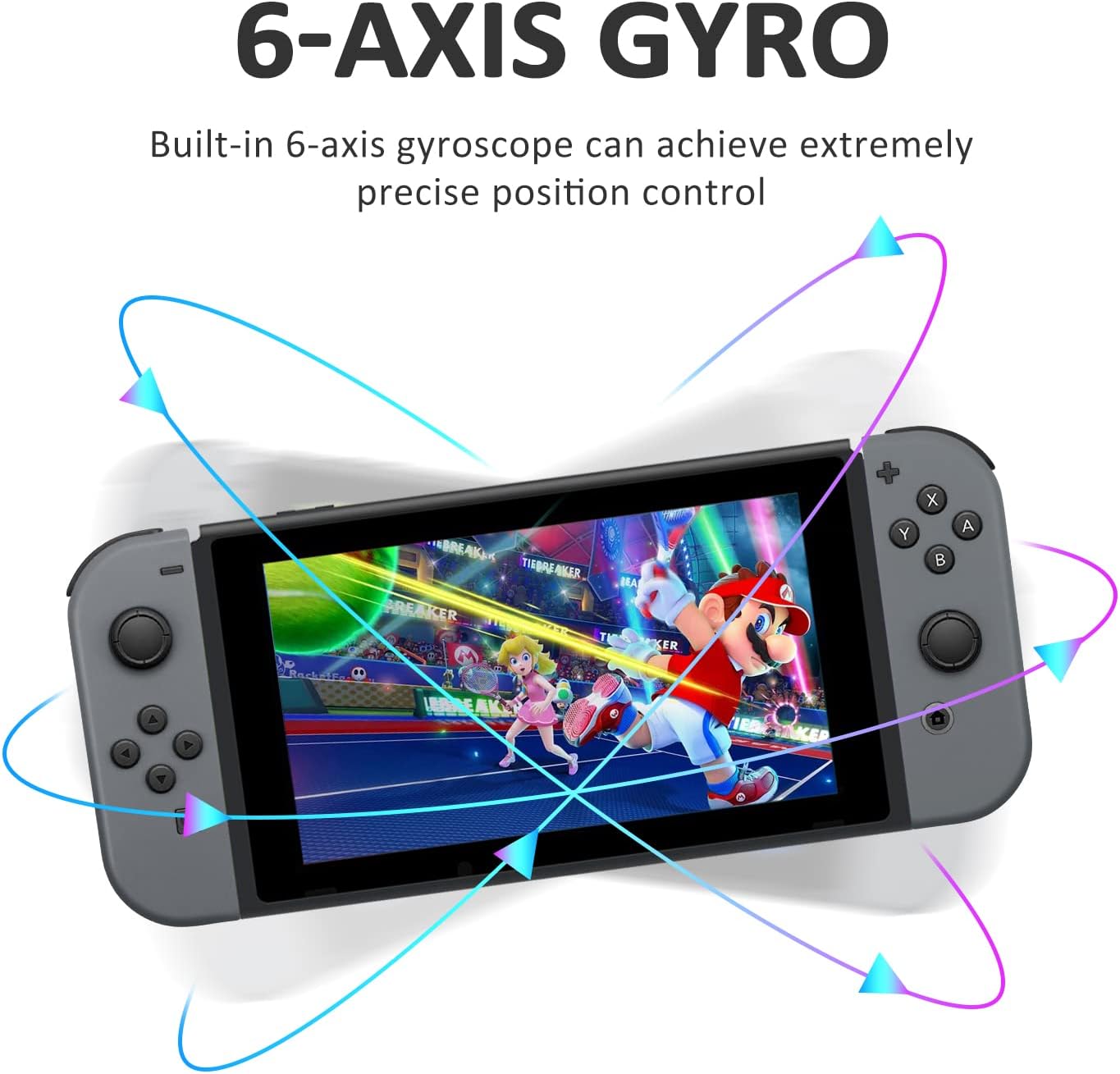 Wireless Controllers Compatible with Switch/Switch OLED/Switch Lite, Dual L/R Motion Controllers with Wake-Up Function, 6-Axis Gyro & Wrist Straps – Grey