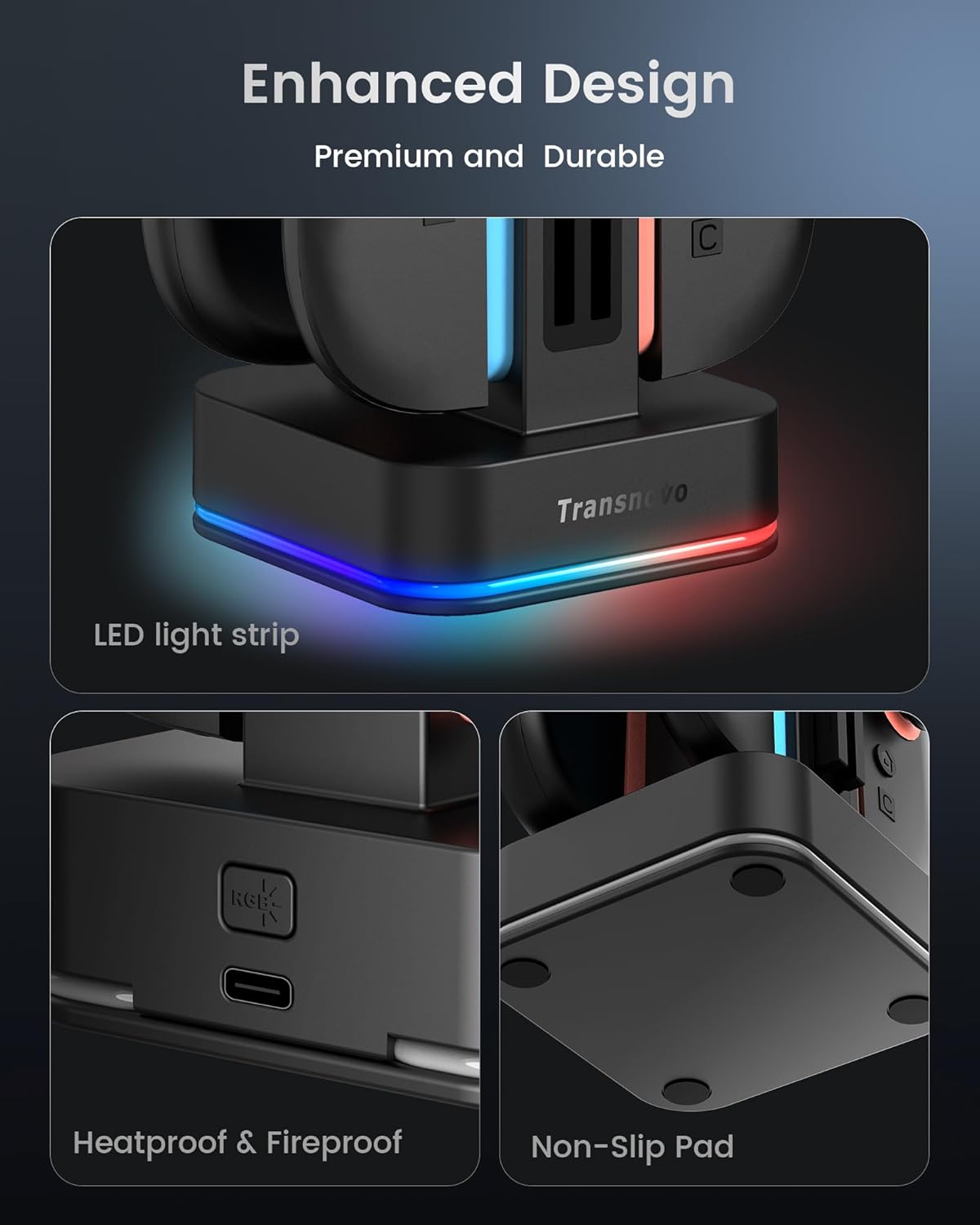 Switch 2 Controller Charger for Joy-Cons 2, 4-in-1 snap-fit Charging Dock for Nintendo Switch 2 Controller 9 RGB Light Modes, USB C Charging Cable Included, Switch 2 Accessories