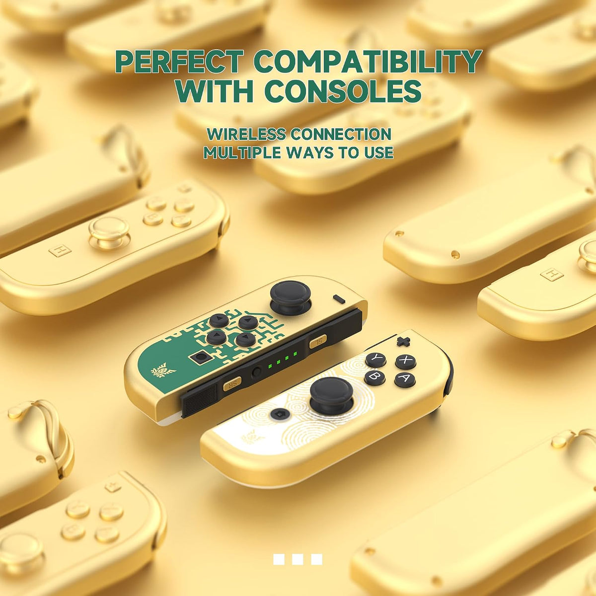 Wireless Game Controllers for Switch Series Console, Left and Right Joypad Set with Motion Control, Dual Vibration, Wake Up Function, Rechargeable Bluetooth Gamepad (Gold)