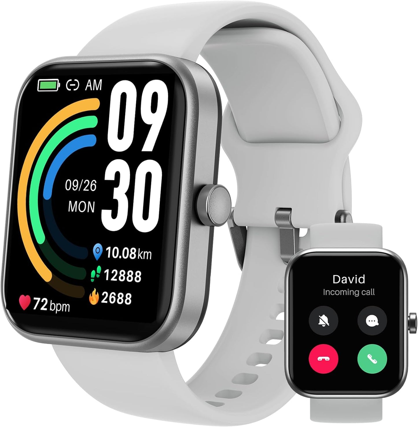 TOZO 44mm Rectangular Face Smart Watch Alexa Built-in Fitness Tracker with Heart Rate/Blood Oxygen Monitor/Sleep Monitor 5ATM Waterproof HD Touchscreen for Men Women Compatible with iPhone&Android