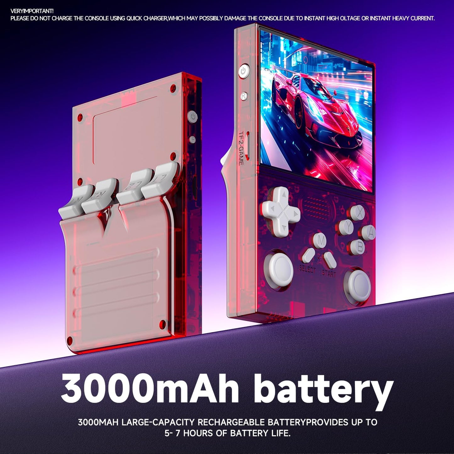 R40 Retro handheld model - 3.5 Inch IPS Screen, 128GB Storage, Portable Arcade Gaming Device, 3000mAh Battery, Type-C Charging, Red