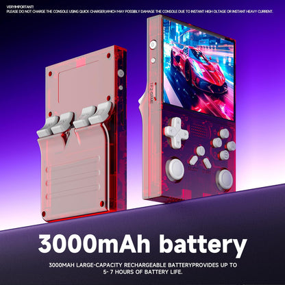 R40 Retro handheld model - 3.5 Inch IPS Screen, 128GB Storage, Portable Arcade Gaming Device, 3000mAh Battery, Type-C Charging, Red