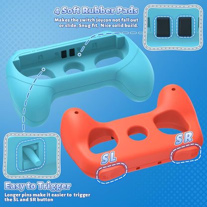 [Switch 1/2 Compatible] FASTSNAIL Grips for Nintendo Switch2 (2025)/1/OLED for Joy-Con 2, Wear-Resistant & Anti-Slip Controller Grips Handle Kit, Switch 2 Holder for Joycon 2/1 Accessories 4 Pack