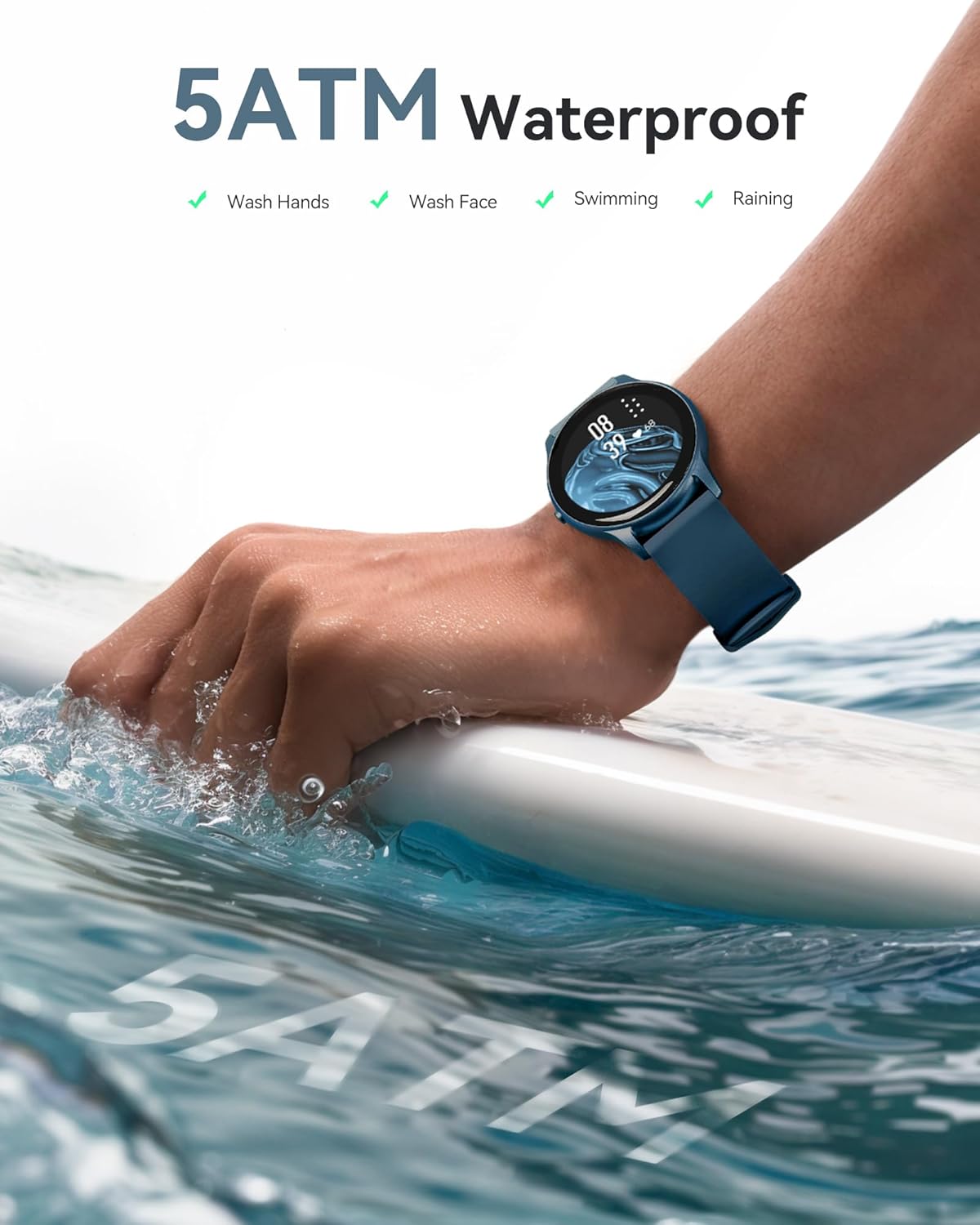 AGPTEK Smart Watch for Women, 5ATM Waterproof Smartwatch for Android and iOS Phones, Fitness Tracker Watch with 100+ Sports Modes, Heart Rate Monitor Pedometer Sleep Monitor, Pink