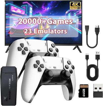 Retro handheld model with 20000+ Games & 23 Emulators, 4K HDMI Game Stick, Wireless Retro handheld model Retro Drive, Dual 2.4GHz Wireless Controllers Plug and Play Video handheld model for TV