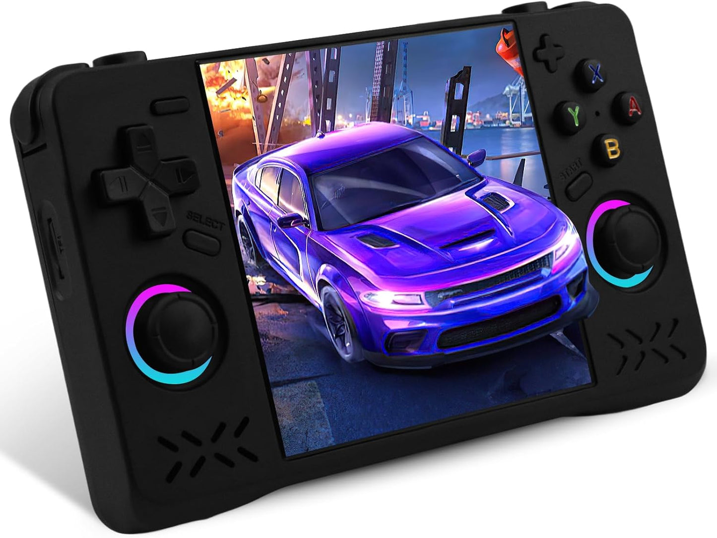Upgraded XF40H handheld model, Retro handheld model Preloaded Classic Games with Multiple Emulators, 4.0 Inch 4K HD IPS Screen Open Source Linux System, Pocket Video Gaming (Black-128G)
