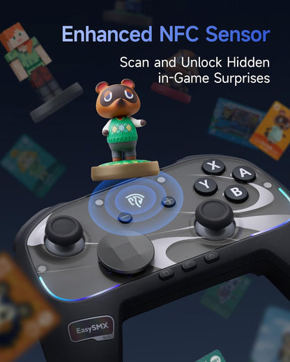 EasySMX S10 Controller for Switch 2/ Switch/PC-One Key Wake-up, TMR Anti-Drift Joystick, Mechanical Buttons, 6 Axis Gyro, Bluetooth Switch Controller with RGB & Swappable D-Pad