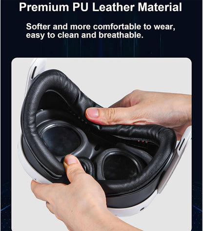 VR Dual Fan Compatible with MetaQuest 3 Air Circulation Fast Removal Anti-Fog Fitness Face Interface Bracket Face Cover Face Pad for Meta Quest 3
