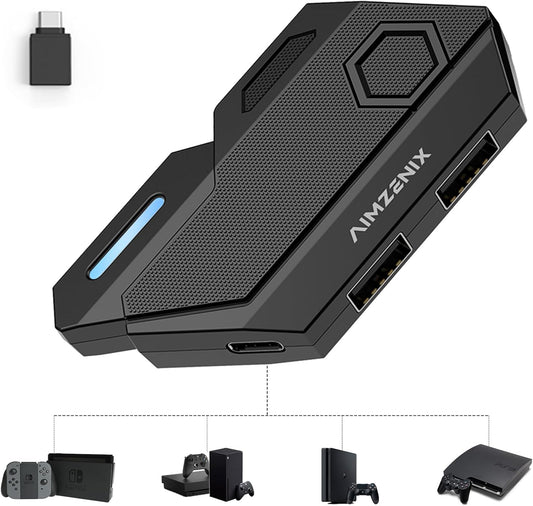 arVin Keyboard and Mouse Adapter for Nintendo Switch/Xbox/PS3/PS4, Wired & 2.4G Wireless Mouse and Keyboard Converter Support Key Mapping