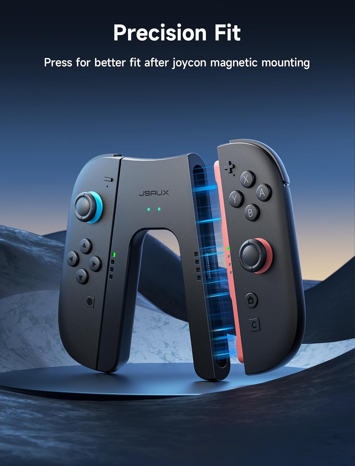 JSAUX Switch 2 Charging Grip for Nintendo Switch 2, snap-fit Grip Controller Compatible with Switch 2 Joycons, Play While Charging with LED Indicator& 1.5m/4.9ft Charger Cable-Black