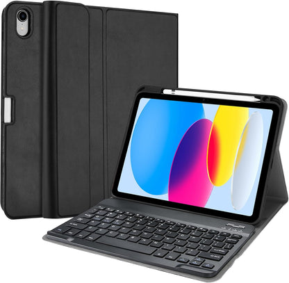 ProCase for iPad 11th (A16) 11-inch 2025 / 10th Generation Case with Keyboard 10.9 inch 2022, PU Leather Case with  Detachable Wireless Keyboard -Black