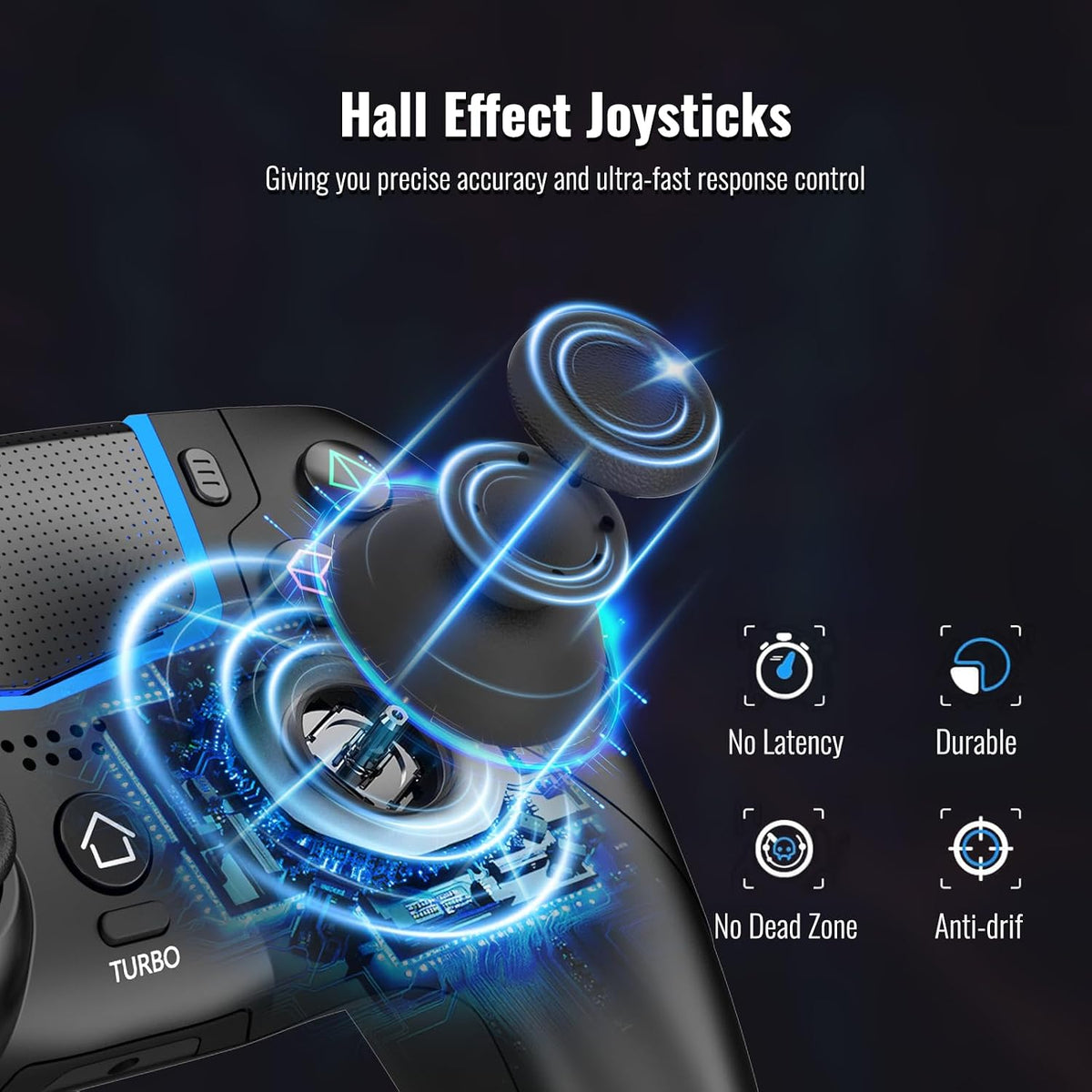 Wireless Game Controller Compatible with PS5, PS5 Pro and PS5 Slim, Hall Effect Joysticks, PC Gaming Gamepad, Ergonomic Design, Black