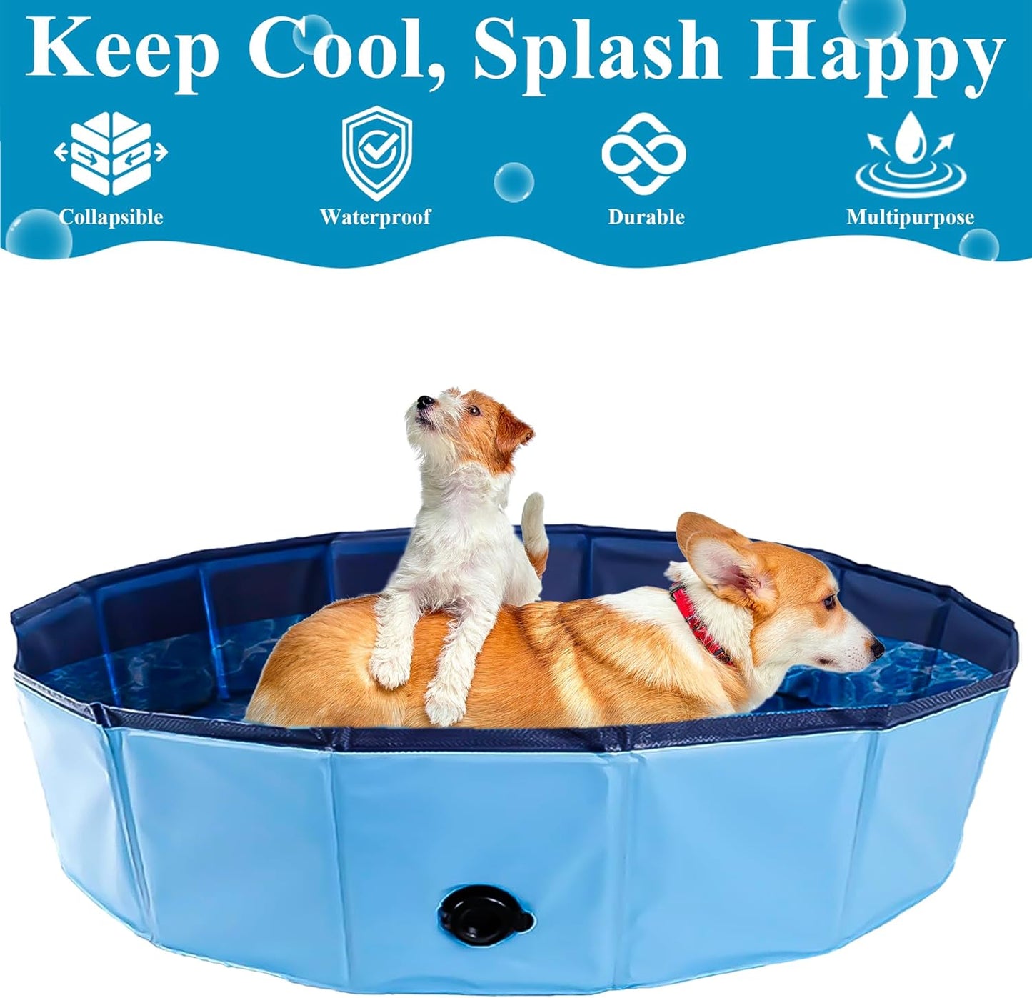 C Crystal Lemon Blue Foldable PVC Swimming Pool - Versatile Dog Pool, Kiddie Pool, Kids Pool, Baby Pool, and Toddler Pool – 31.5  x 7.87  Size Perfect for Indoor/Outdoor Use