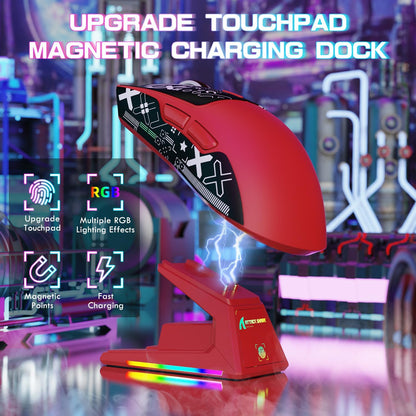 ATTACK SHARK X1 Ultralight Wireless Gaming Mouse with snap-fit RGB Charging Dock,Anti Slip Grip Tape,PixArt PAW3395 Pro Sensor,40000DPI,BT/2.4Ghz/Wired,Optical Micro Switch for PC Mac Gamer(Black)