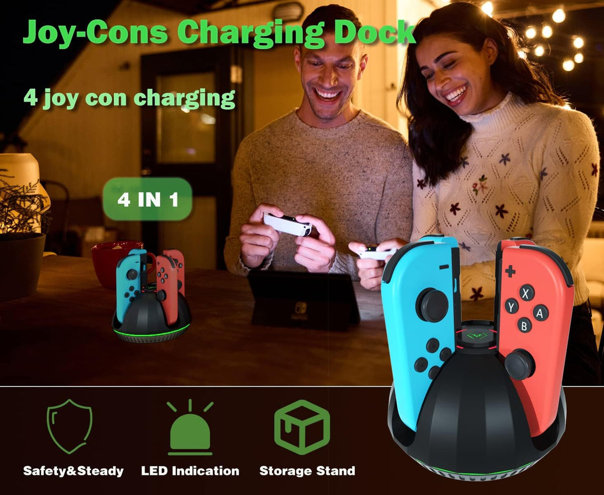 Charging Dock for Switch Controllers, Wireless Controller Charging Station, Multi-Slot Gamepad Charging Stand, Compact Desktop ChargerUnbranded