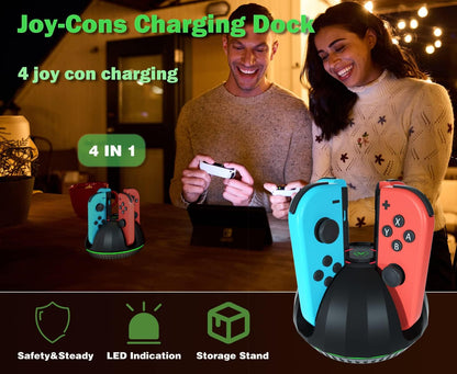 Charging Dock for Switch Controllers, Wireless Controller Charging Station, Multi-Slot Gamepad Charging Stand, Compact Desktop ChargerUnbranded