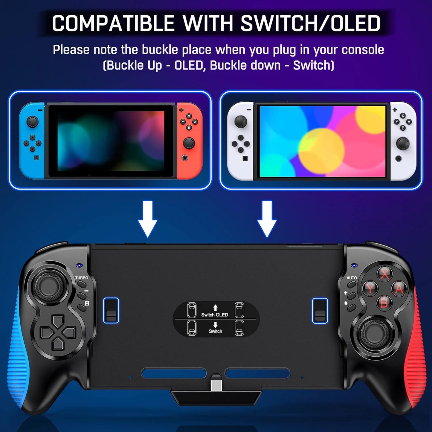 Gammeefy Switch Controller for Switch/Switch OLED, Hall Effect One-Piece Joypad Controller Replacement for Switch Pro Controller, Switch Remote with Turbo & Dual Motor Vibration