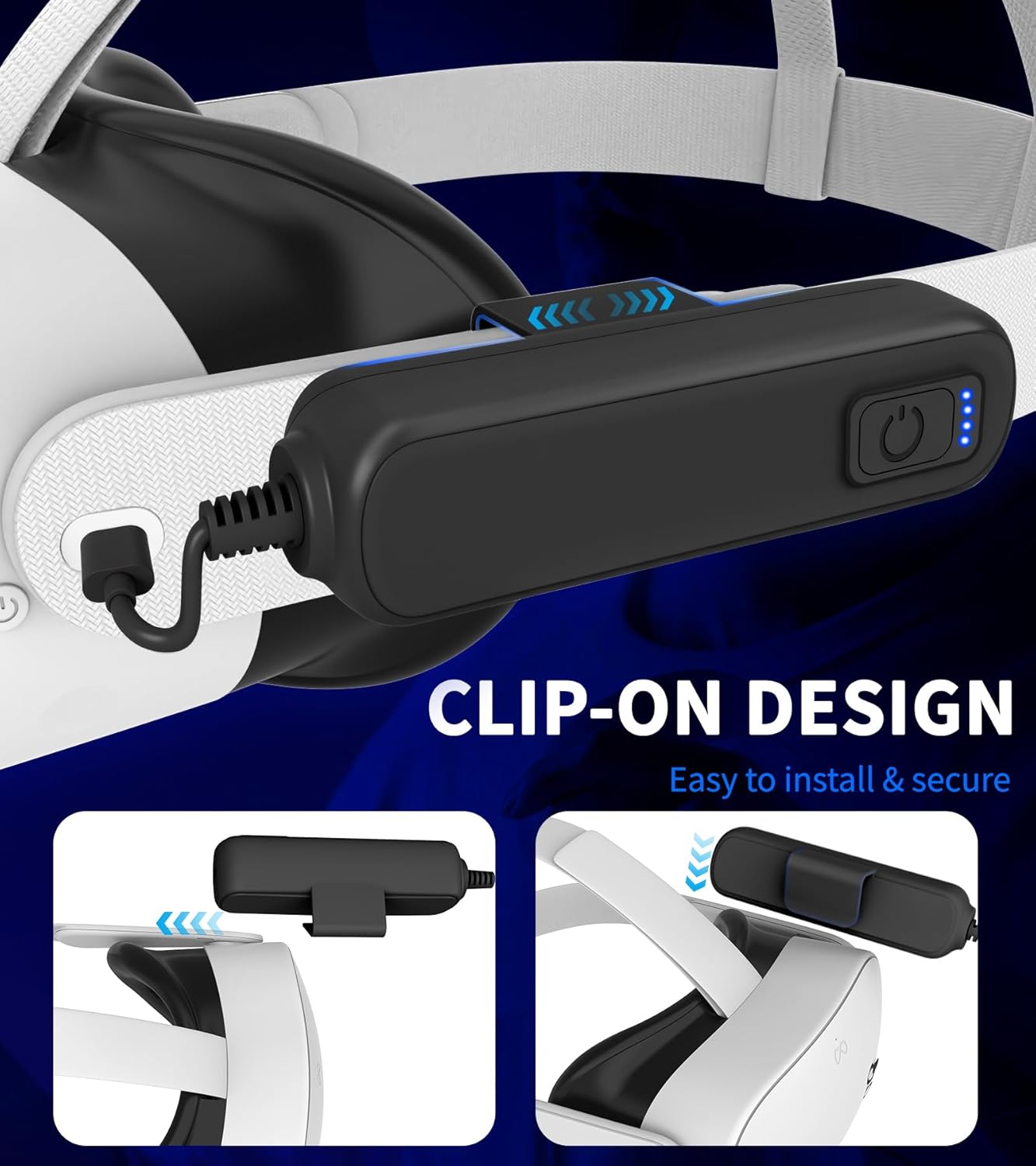 Battery Pack for Meta/Oculus Quest 3s/3/2, 5000mAh Power Bank for Extended VR Playtime, Lightweight & Fast Charging VR Headset Accessories Compatible with Meta Quest Original Straps