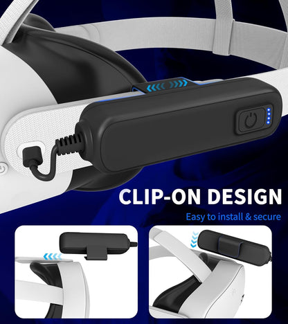 Battery Pack for Meta/Oculus Quest 3s/3/2, 5000mAh Power Bank for Extended VR Playtime, Lightweight & Fast Charging VR Headset Accessories Compatible with Meta Quest Original Straps
