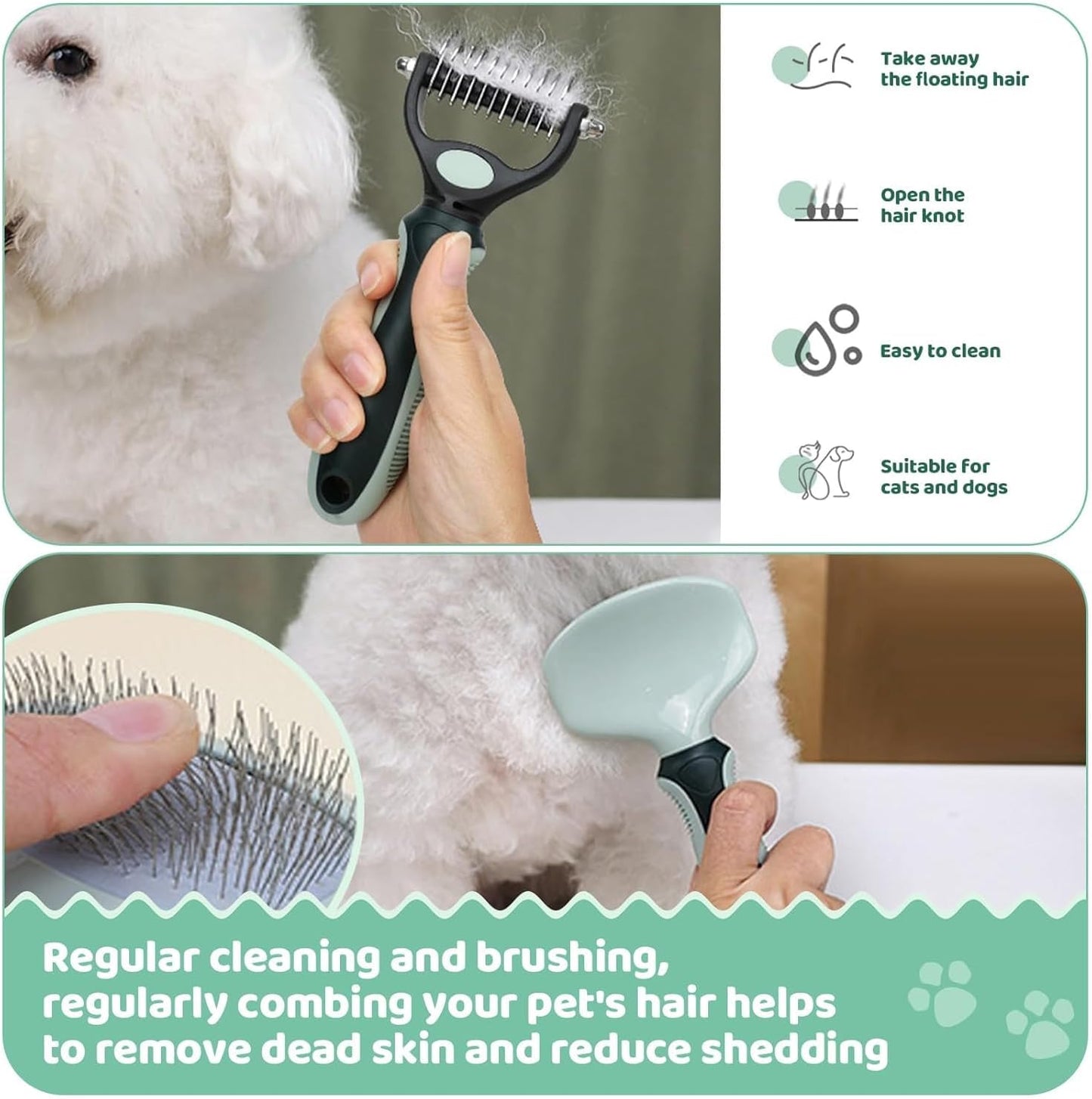8-in-1 Grooming Kit for Dogs and Cats | Pet Hair Remover Brush, Dog Wash Slicker Brush,Nail Clippers Trimmer, Comb,Collapsible Bowl，Scissors,Cat Toothbrush,Dog Cat Shedding Control,Dog Grooming Kit
