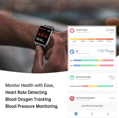 Smart Watch for Women Men, Popglory Smartwatch with Blood Pressure, Blood Oxygen, Sleep Monitor, Fitness Tracker with Heart Rate Tracking/Pedometer/Calories, Full Touch Fitness Watch for Android iOS