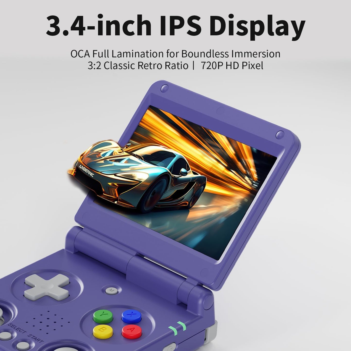 RG34XXSP Foldable Retro handheld model , 3.4 Inch IPS Screen Linux System Sunken Dual Joystick Built-in 64G TF Card 5000+ Games Handheld Emulator Support 5G WiFi Bluetooth TV Output(Indigo)