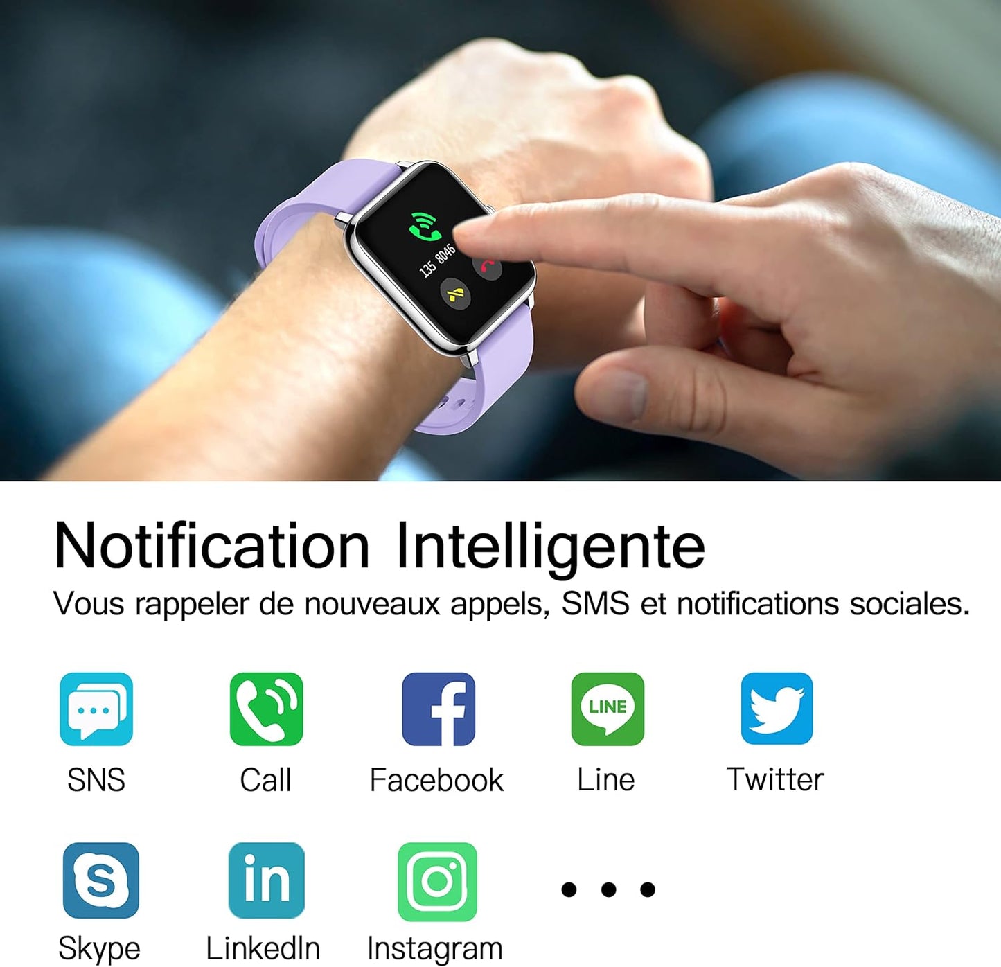 Smart Watch for Women Men, Popglory Smartwatch with Blood Pressure, Blood Oxygen, Sleep Monitor, Fitness Tracker with Heart Rate Tracking/Pedometer/Calories, Full Touch Fitness Watch for Android iOS