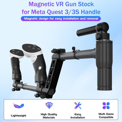 snap-fit VR blaster Stock for Quest 3, Rifle Grip VR Stock Controller Accessories Compatible with MetaQuest 3s, Lightweight & Quick Removable Quest3 Control snap-fit blasterstock Adapter (Black)