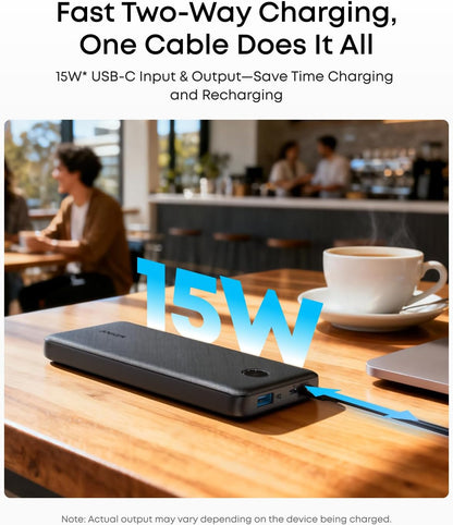 Anker Power Bank, Compact Portable Charger 10,000mAh, One of The Slimmest and Lightest Battery Pack with High-Speed USB C Input & Output for iPhone 17/16 Series, iPad, Samsung Galaxy, Pixel, and More