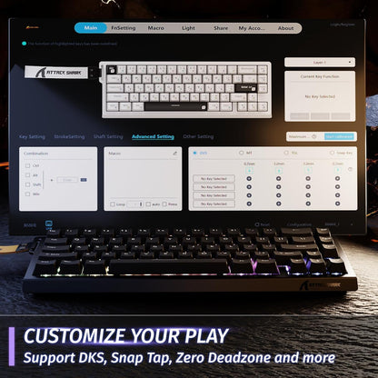 ATTACK SHARK X68 HE Rapid Trigger Mechanical Gaming Keyboard 60% Wired TKL with Adjustable Actuation,Hall Effect snap-fit Switch,8KHz Polling Rate,RGB Backlit,Top Mount for PC Mac Esport Gamer(Black)