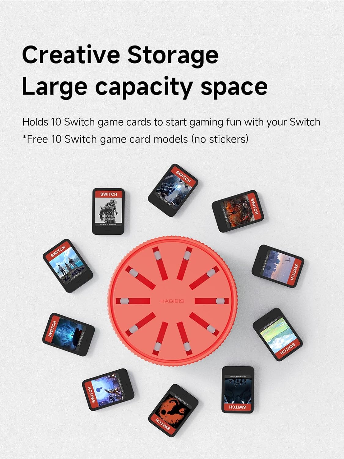 Hagibis Game Storage Case for Nintendo Switch, PS Vita, Rotating Game Card Case with 10 Card Slots, snap-fit Draw Card Portable Switch Game Cartridge Holder (Blue)