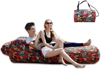Compact Pump-Free Inflatable Lounger, Portable, Waterproof, Air Leakage-Proof Design, for Backyard Beach Trips Camping picnics and Music Festivals (D)