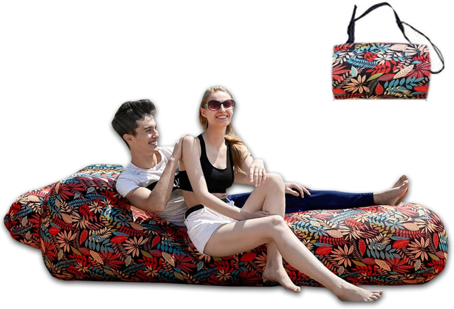 Compact Pump-Free Inflatable Lounger, Portable, Waterproof, Air Leakage-Proof Design, for Backyard Beach Trips Camping picnics and Music Festivals (D)