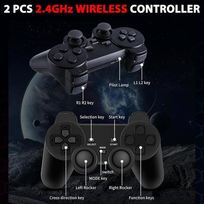 Wireless Retro handheld model Stick Built-in 20000+ Classic Games, 4K HDMI Output Nostalgia Plug & Play Retro Video Gaming Stick with 15 Emulators and Dual 2.4G Wireless Controller（64GB Memory Card）