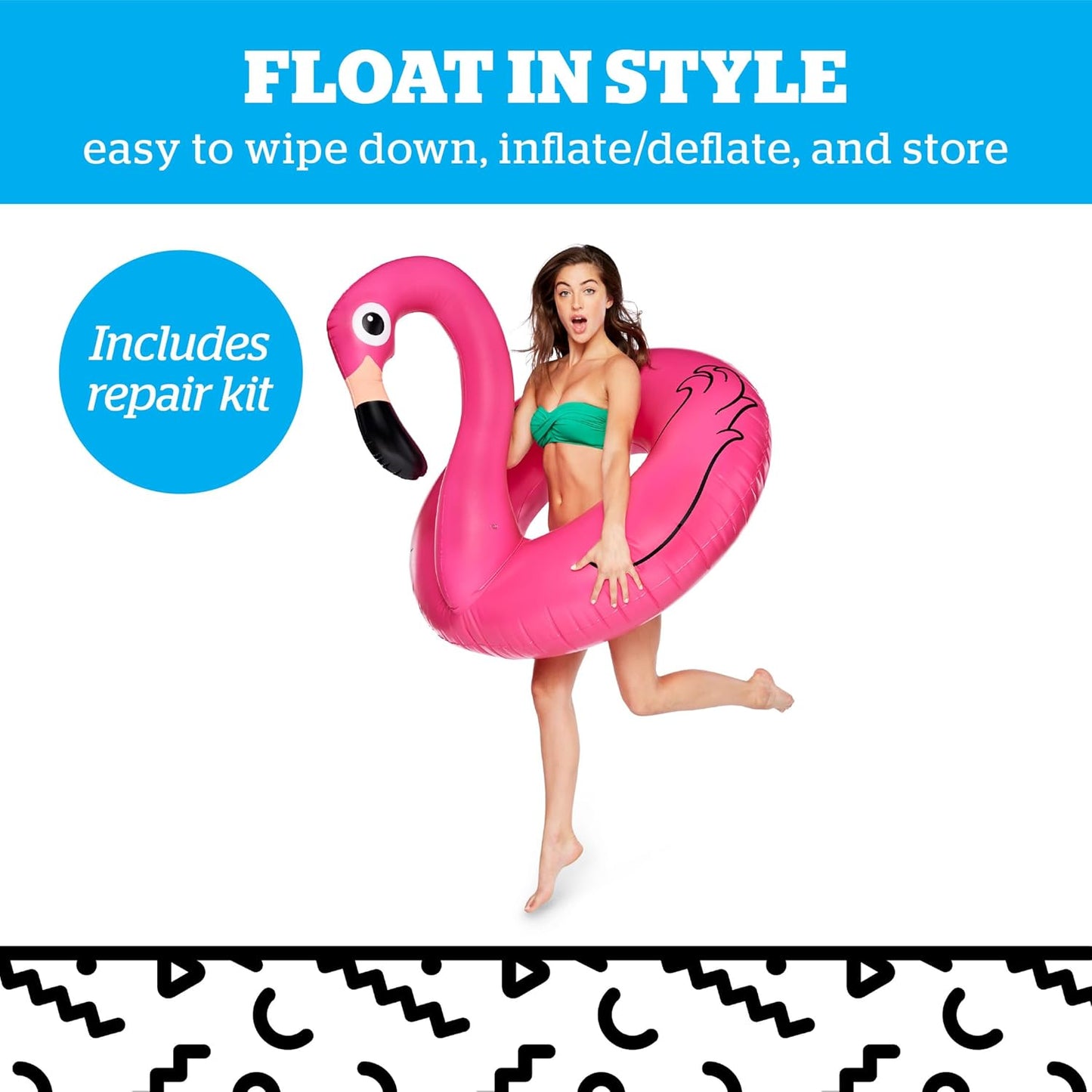 BigMouth Inc Pink Flamingo Pool Float, Inflates to Over 4ft. Wide, Funny Inflatable Vinyl Summer Pool or Beach Toy, Patch Kit Included