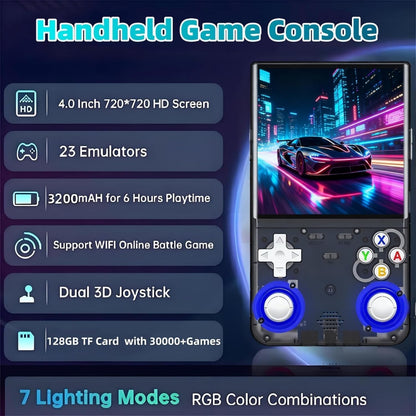 R36 Ultra Retro handheld model 2026 Model with 128GB, 4-Inch IPS Screen, Over 30K Retro Games Mini Video Games Handheld Console, Supports 23 Emulators, Linux-Based Retro handheld model (Black)