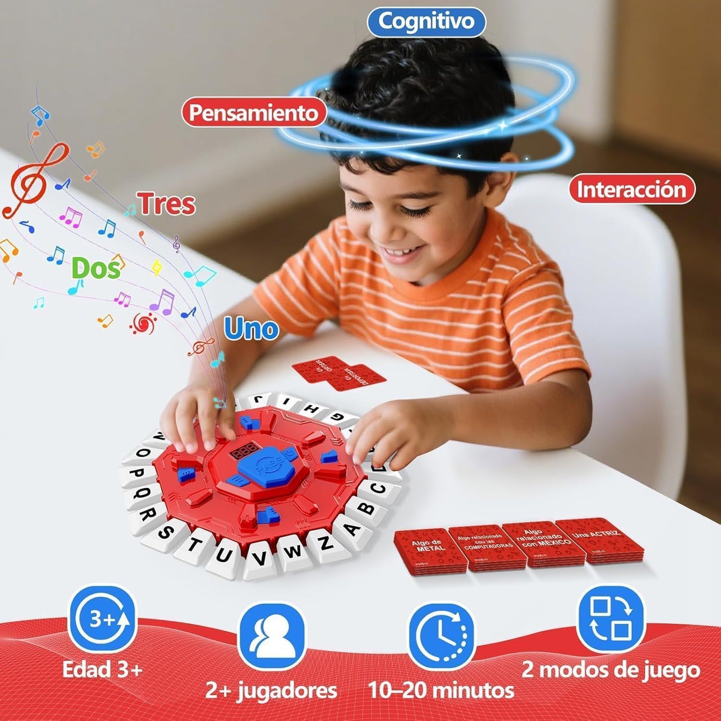 Tapple Board Game with Digital Display, Educational Family Word Game with 35 Double-Sided Cards & Timer, 2 Play Modes for early-stage & Adults, Spanish Learning Game for Parties & Family Nights