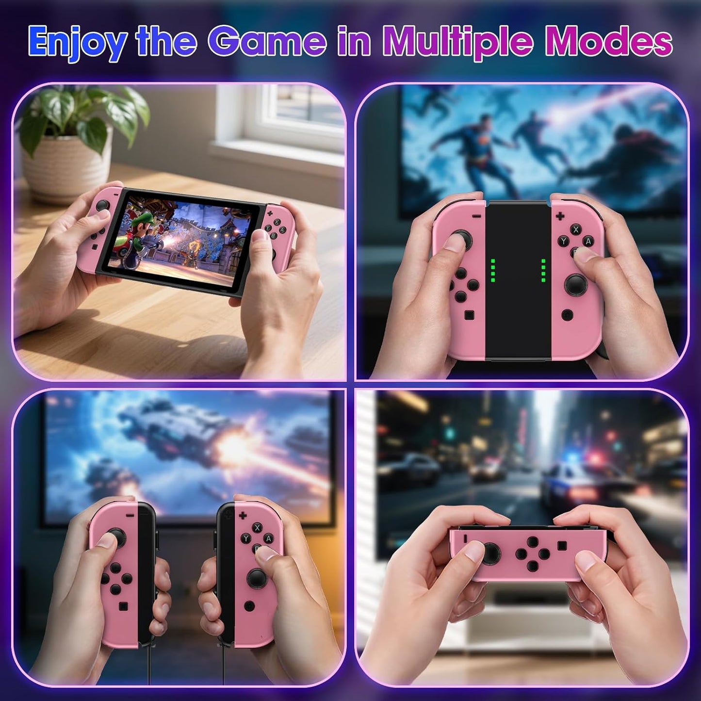 Wireless Controller Compatible with Nintendo Switch, Left & Right Game Controllers with Dual Vibration, Motion Control & Wake-Up Function