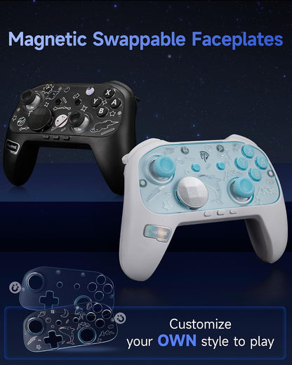 Wireless Controller Compatible with Nintendo Switch 2, Hall Effect Joysticks, One-Key Wake-Up, Programmable Buttons, HD Rumble, Motion Control, NFC, Multi-Platform, Black