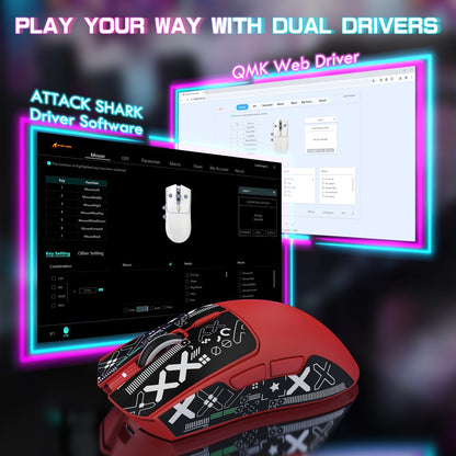 ATTACK SHARK X1 Ultralight Wireless Gaming Mouse with snap-fit RGB Charging Dock,Anti Slip Grip Tape,PixArt PAW3395 Pro Sensor,40000DPI,BT/2.4Ghz/Wired,Optical Micro Switch for PC Mac Gamer(Black)