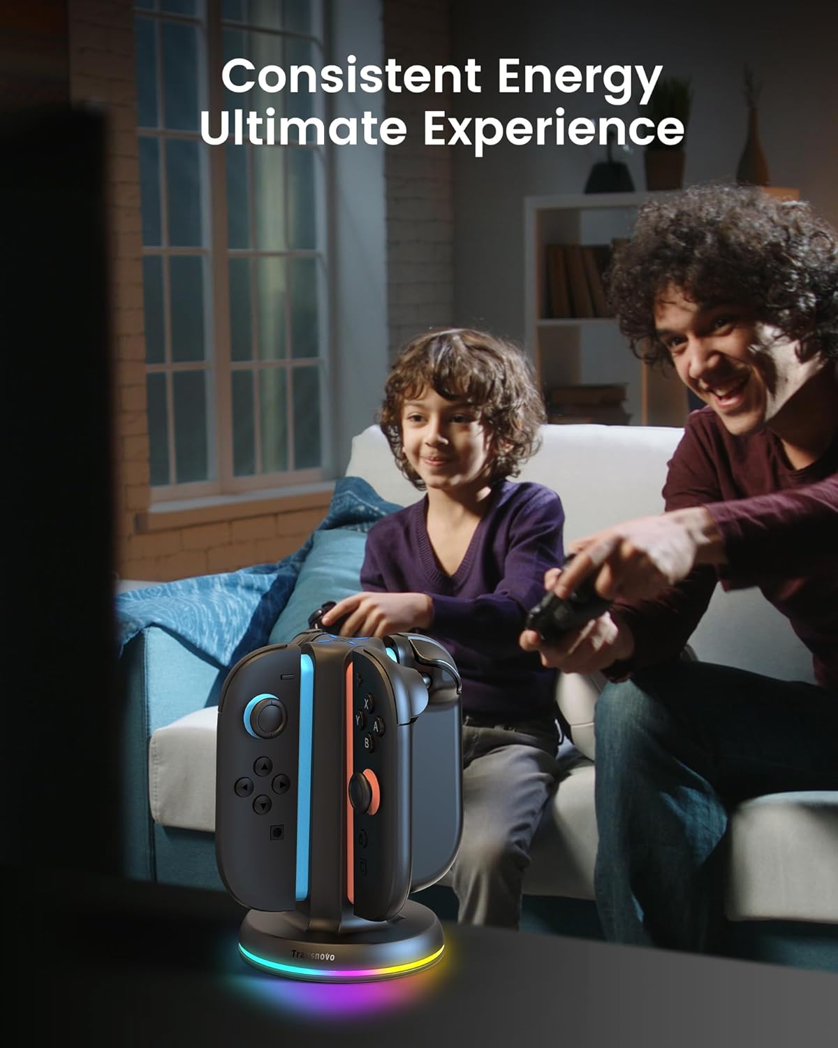 Switch 2 Controller Charger for Joy-Cons 2, 4-in-1 snap-fit Charging Dock for Nintendo Switch 2 Controller 9 RGB Light Modes, USB C Charging Cable Included, Switch 2 Accessories