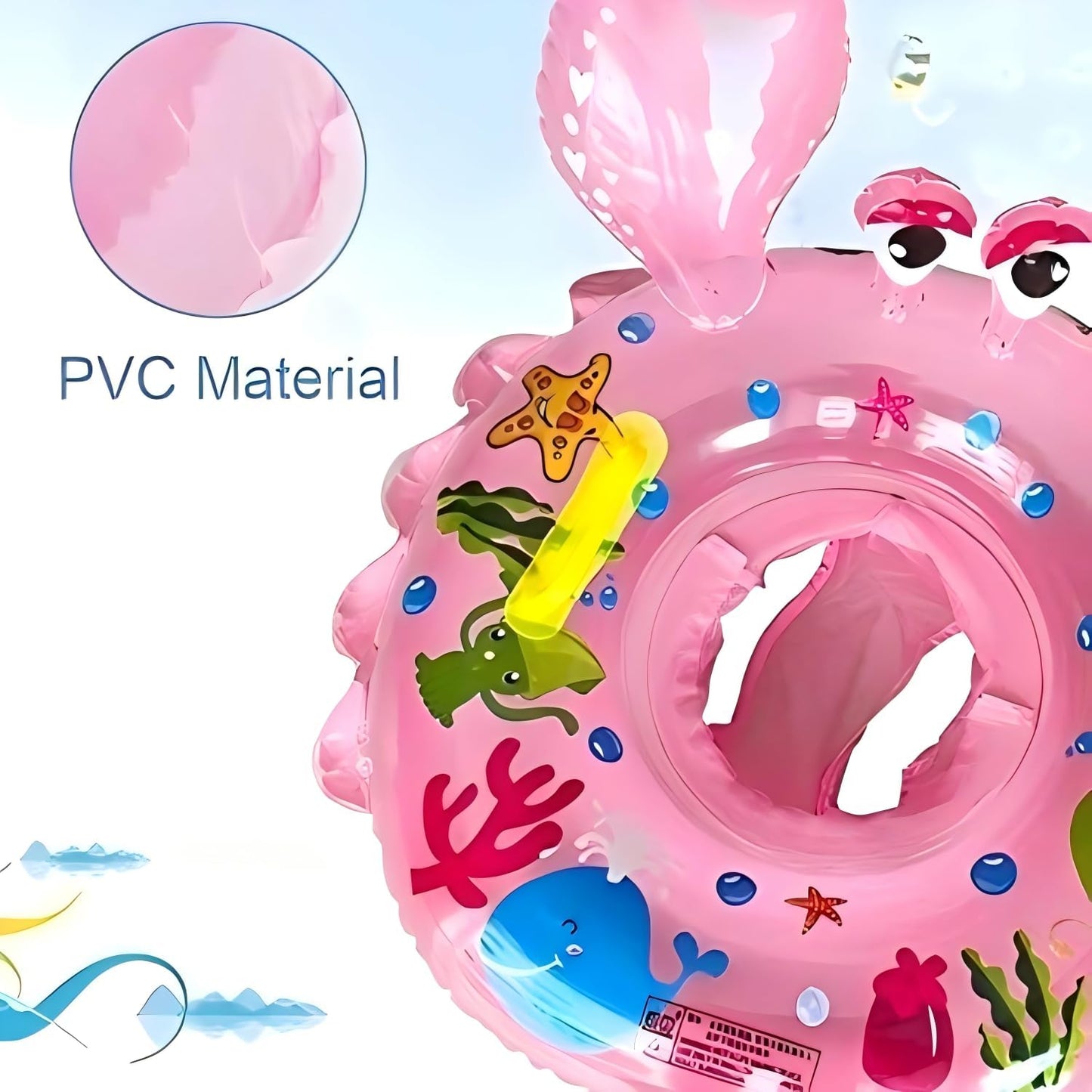 Baby Swimming Float Ring,Inflatable Swimming Ring Children Waist Float Inflatable Floats Pool Toys Swimming Pool Safety Handles Kids Toddler for Age of 6-36months