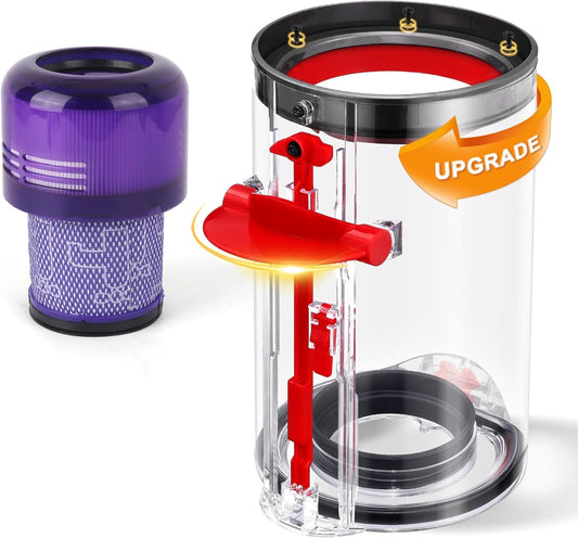 Upgraded Canister Compatible with Dyson V11 V15 SV14 SV15 SV22 Vacuum Cleaner Dust Bin, for Bin Part no. 970050-01 and Part no. 965443-01 with HEPA Filter