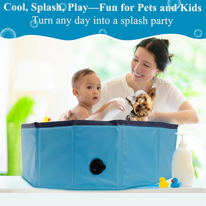 C Crystal Lemon Blue Foldable PVC Swimming Pool - Versatile Dog Pool, Kiddie Pool, Kids Pool, Baby Pool, and Toddler Pool – 31.5  x 7.87  Size Perfect for Indoor/Outdoor Use
