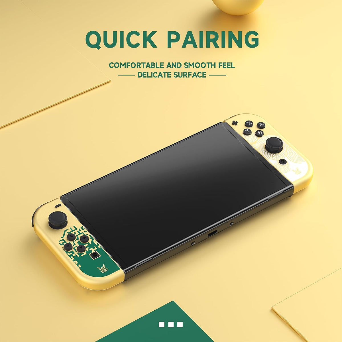 Wireless Game Controllers for Switch Series Console, Left and Right Joypad Set with Motion Control, Dual Vibration, Wake Up Function, Rechargeable Bluetooth Gamepad (Gold)